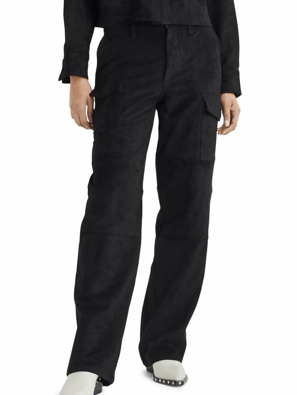 Rag & Bone Black Faux Suede Cargo Pants Size